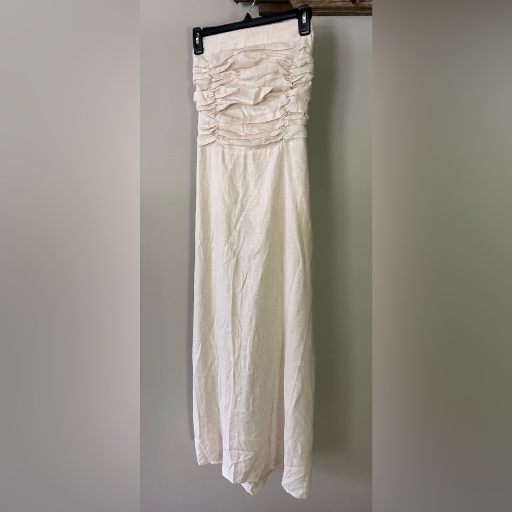 NWT SUGARLIPS Morro Bay Tube Top Ruched Linen Blend Midi Slip Dress Boho | Sz L - Picture 4 of 13